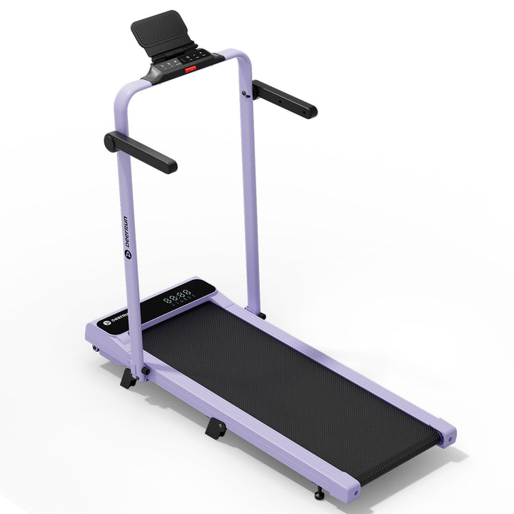 DeerRun A6 Plus Handle 5% Incline 2 in 1 Foldable Treadmill with Whole Screen Upgraded Chip &amp; NFC Support | 300 lbs, 7.5 mph, Purple