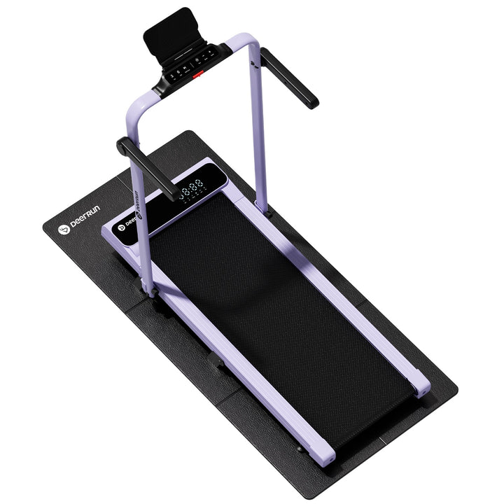 DeerRun A6 Plus Handle 5% Incline 2 in 1 Foldable Treadmill with Whole Screen Upgraded Chip &amp; NFC Support | 300 lbs, 7.5 mph, Purple