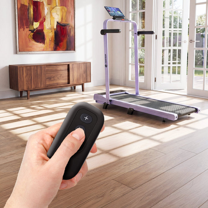 DeerRun A6 Plus Handle 5% Incline 2 in 1 Foldable Treadmill with Whole Screen Upgraded Chip &amp; NFC Support | 300 lbs, 7.5 mph, Purple
