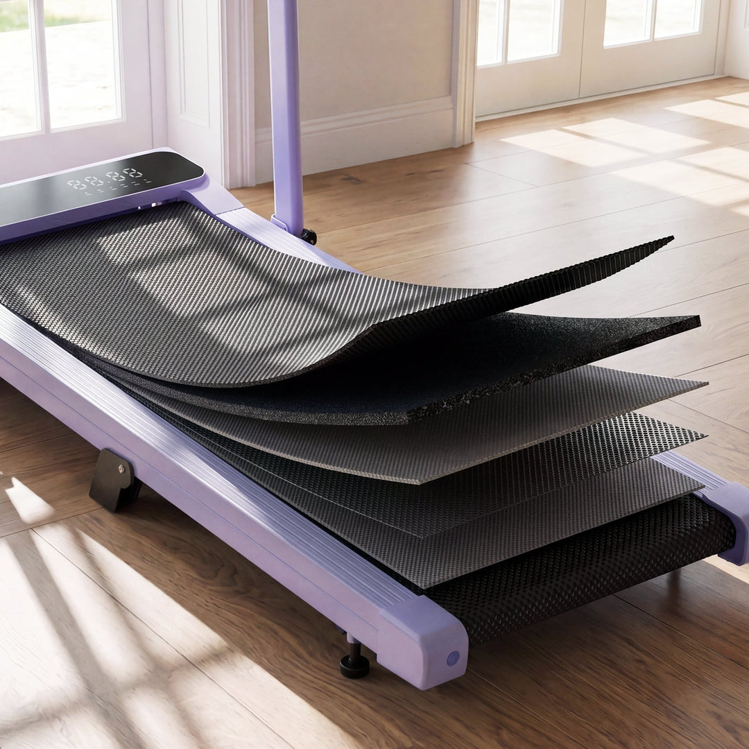 DeerRun A6 Plus Handle 5% Incline 2 in 1 Foldable Treadmill with Whole Screen Upgraded Chip &amp; NFC Support | 300 lbs, 7.5 mph, Purple