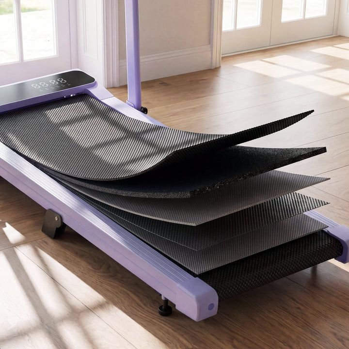 DeerRun A6 Plus Handle 5% Incline 2 in 1 Foldable Treadmill with Whole Screen Upgraded Chip &amp; NFC Support | 300 lbs, 7.5 mph, Purple