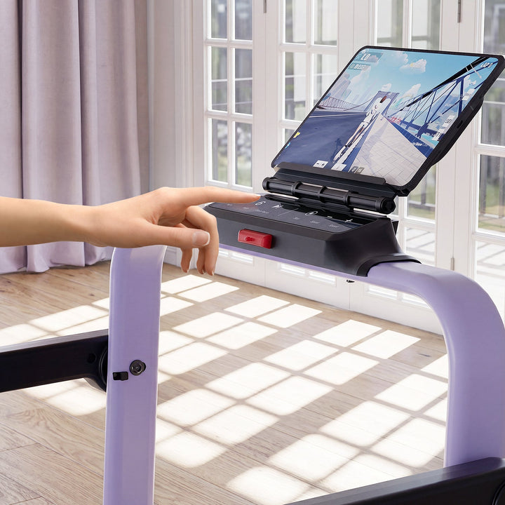 DeerRun A6 Plus Handle 5% Incline 2 in 1 Foldable Treadmill with Whole Screen Upgraded Chip &amp; NFC Support | 300 lbs, 7.5 mph, Purple