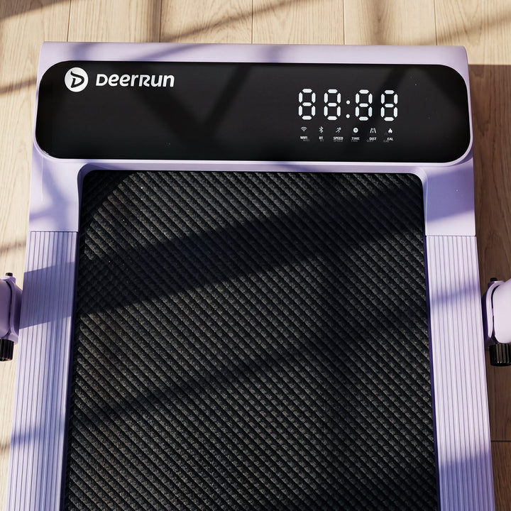 DeerRun A6 Plus Handle 5% Incline 2 in 1 Foldable Treadmill with Whole Screen Upgraded Chip &amp; NFC Support | 300 lbs, 7.5 mph, Purple