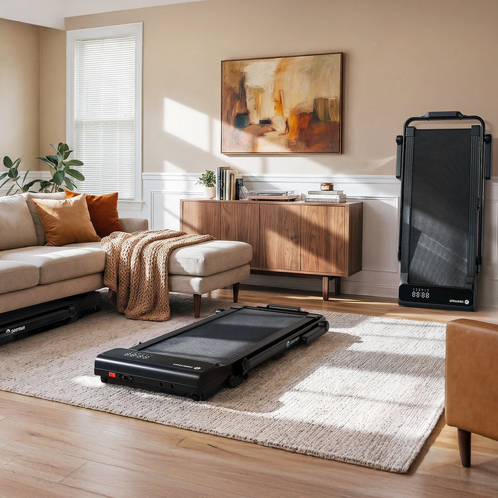 DeerRun A6 Plus Quiet 2-in-1 Foldable Treadmill for Home Walk, Run &amp; Save Space -With 5% Incline, Handlebar &amp; Full Display Screen