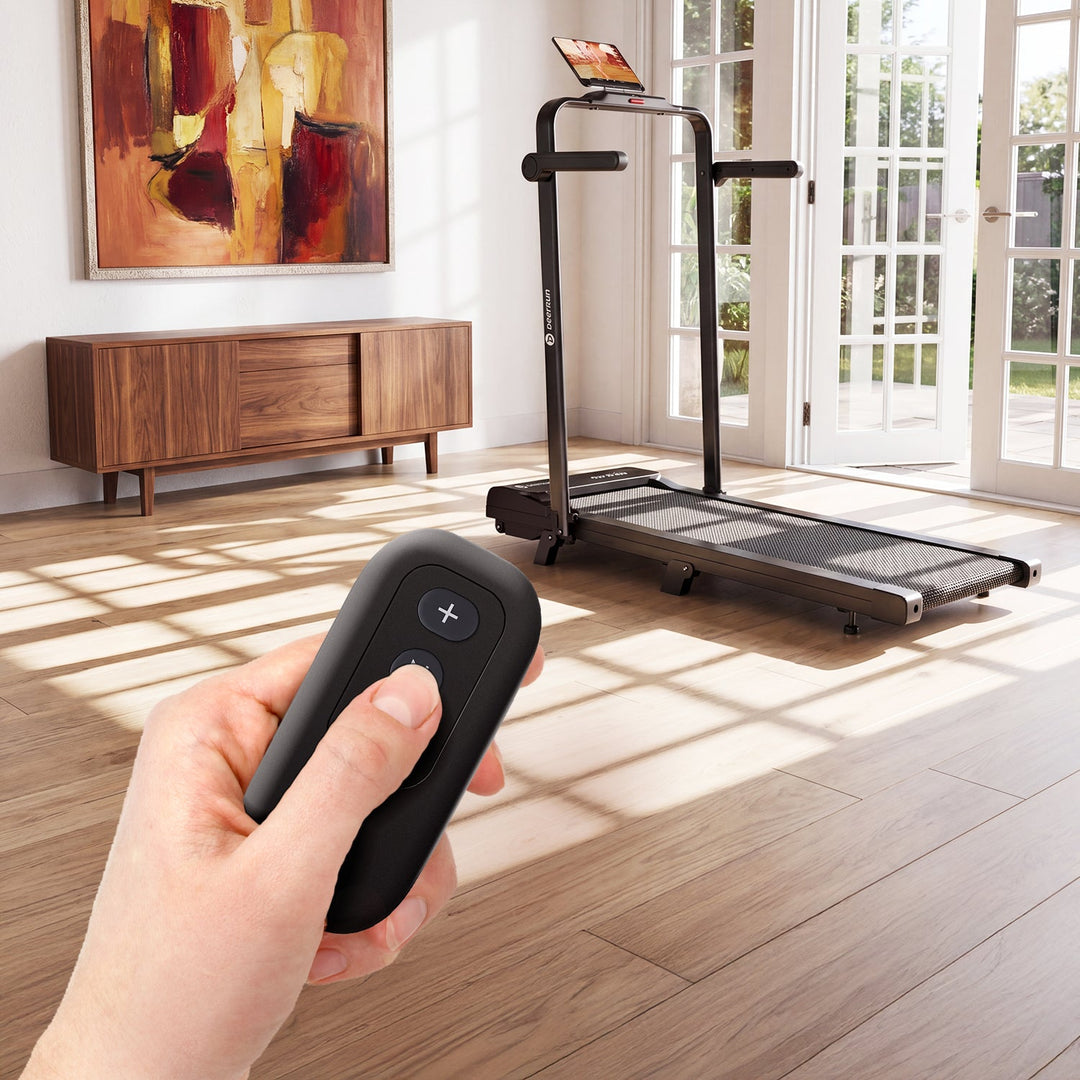 DeerRun A6 Plus Quiet 2-in-1 Foldable Treadmill for Home Walk, Run &amp; Save Space -With 5% Incline, Handlebar &amp; Full Display Screen