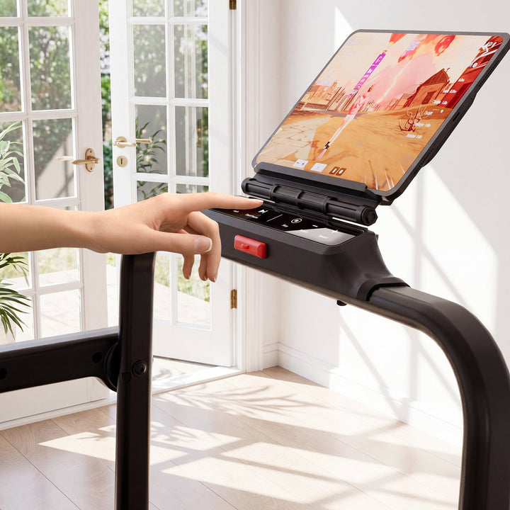 DeerRun A6 Plus Quiet 2-in-1 Foldable Treadmill for Home Walk, Run &amp; Save Space -With 5% Incline, Handlebar &amp; Full Display Screen