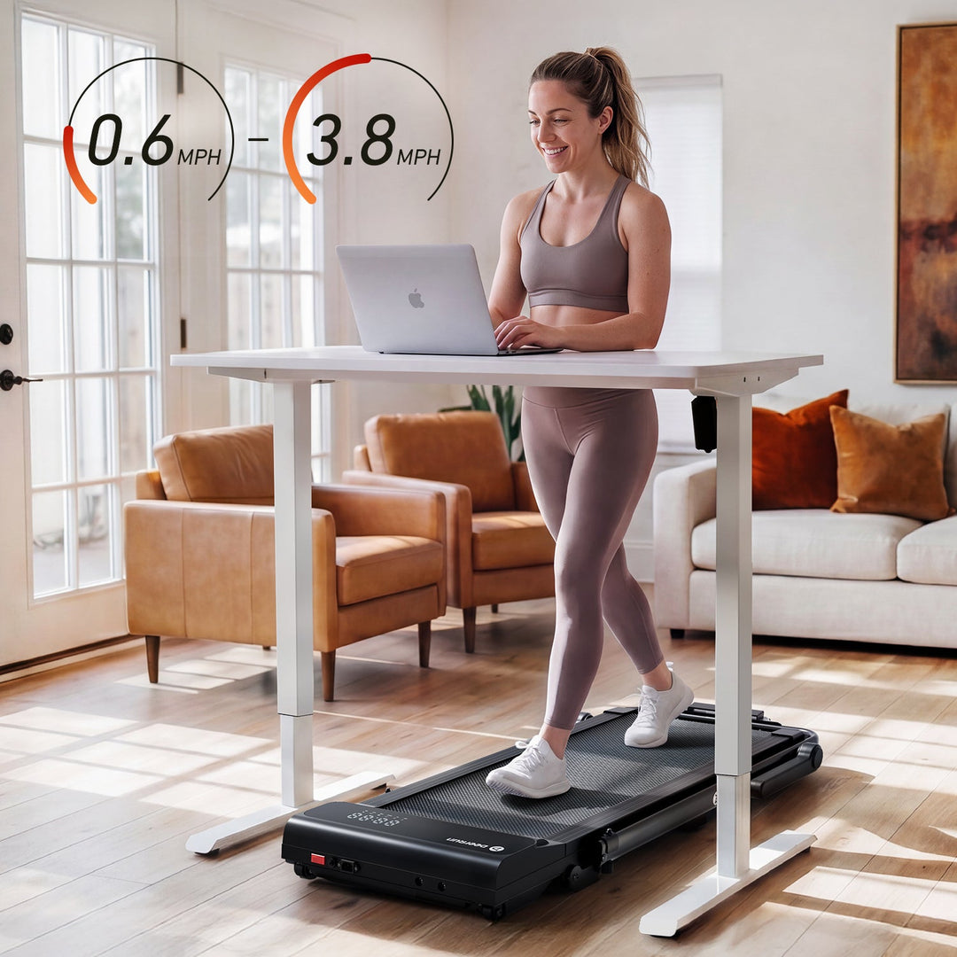 DeerRun A6 Plus Quiet 2-in-1 Foldable Treadmill for Home Walk, Run &amp; Save Space -With 5% Incline, Handlebar &amp; Full Display Screen