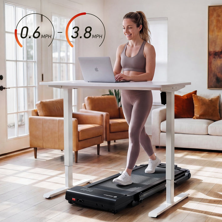 DeerRun A6 Plus Quiet 2-in-1 Foldable Treadmill for Home Walk, Run &amp; Save Space -With 5% Incline, Handlebar &amp; Full Display Screen