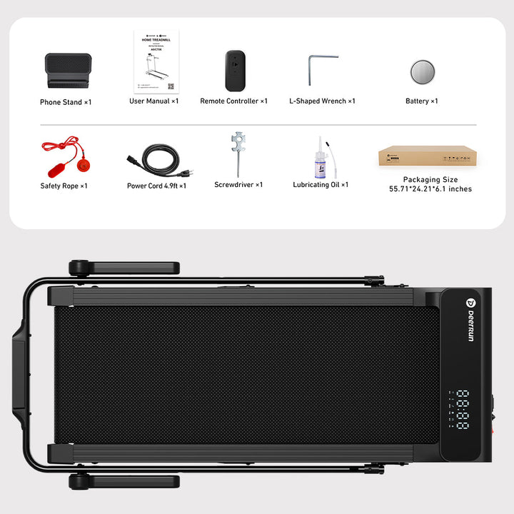 DeerRun A6 Plus Quiet 2-in-1 Foldable Treadmill for Home Walk, Run &amp; Save Space -With 5% Incline, Handlebar &amp; Full Display Screen
