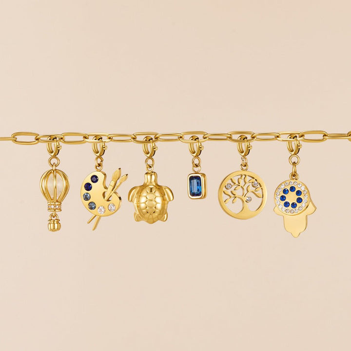 Golden Hot Air Balloon Charm
