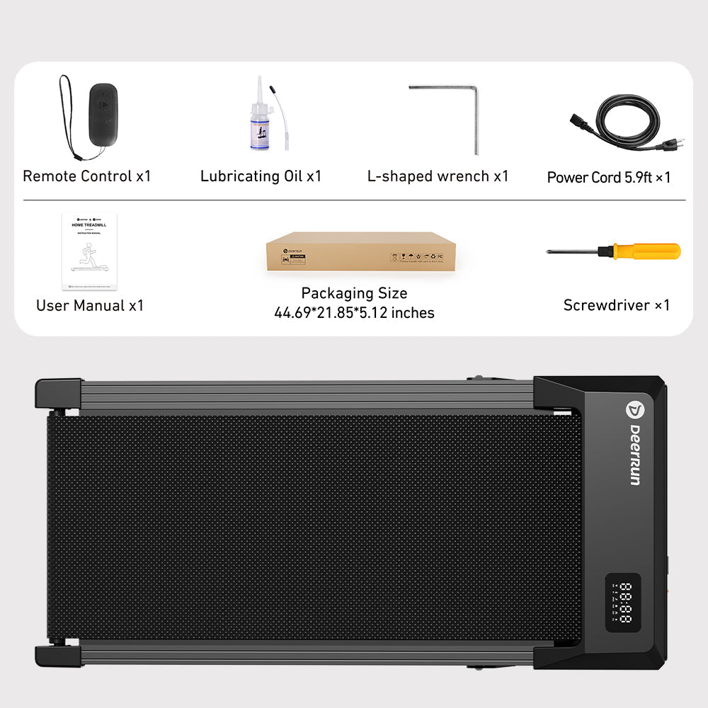 DeerRun Q2 Urban 7% Incline Under-desk Walking Pad with Smart Control | Black