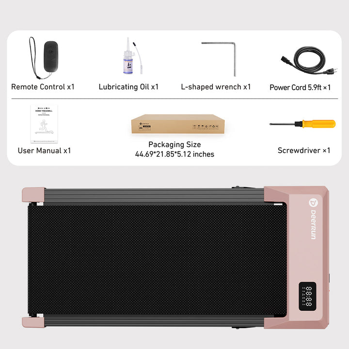 DeerRun Q2 Urban 7% Incline Under-desk Walking Pad with Smart Control | Rose Gold