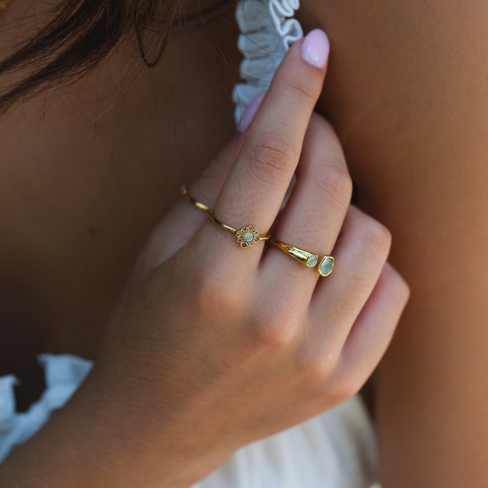 Vintage Lotus Flower Opal Ring VIP